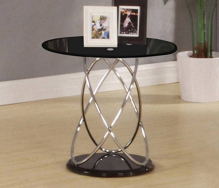 Eclipse Black Glass Top Lamp Table